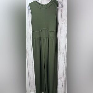 High-Waist Olive Wide-Leg Jumpsuit